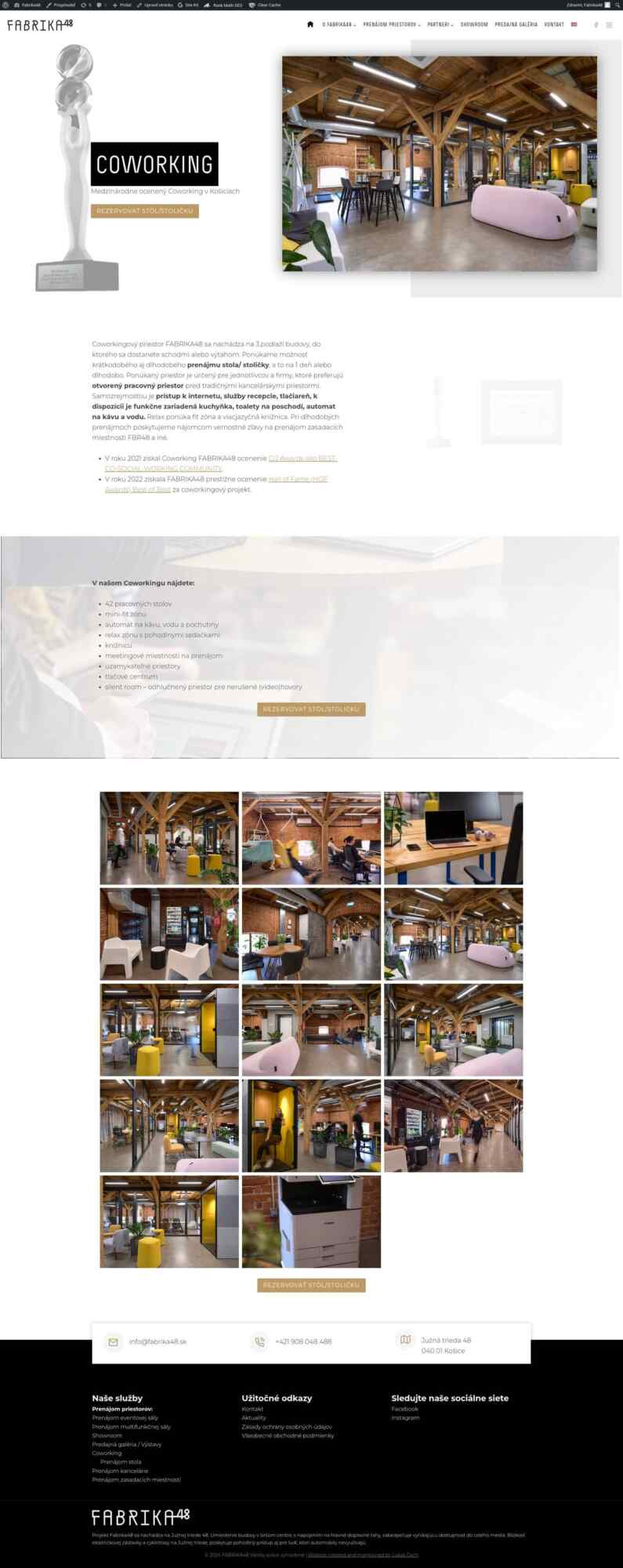 Fabrika48 website venue page
