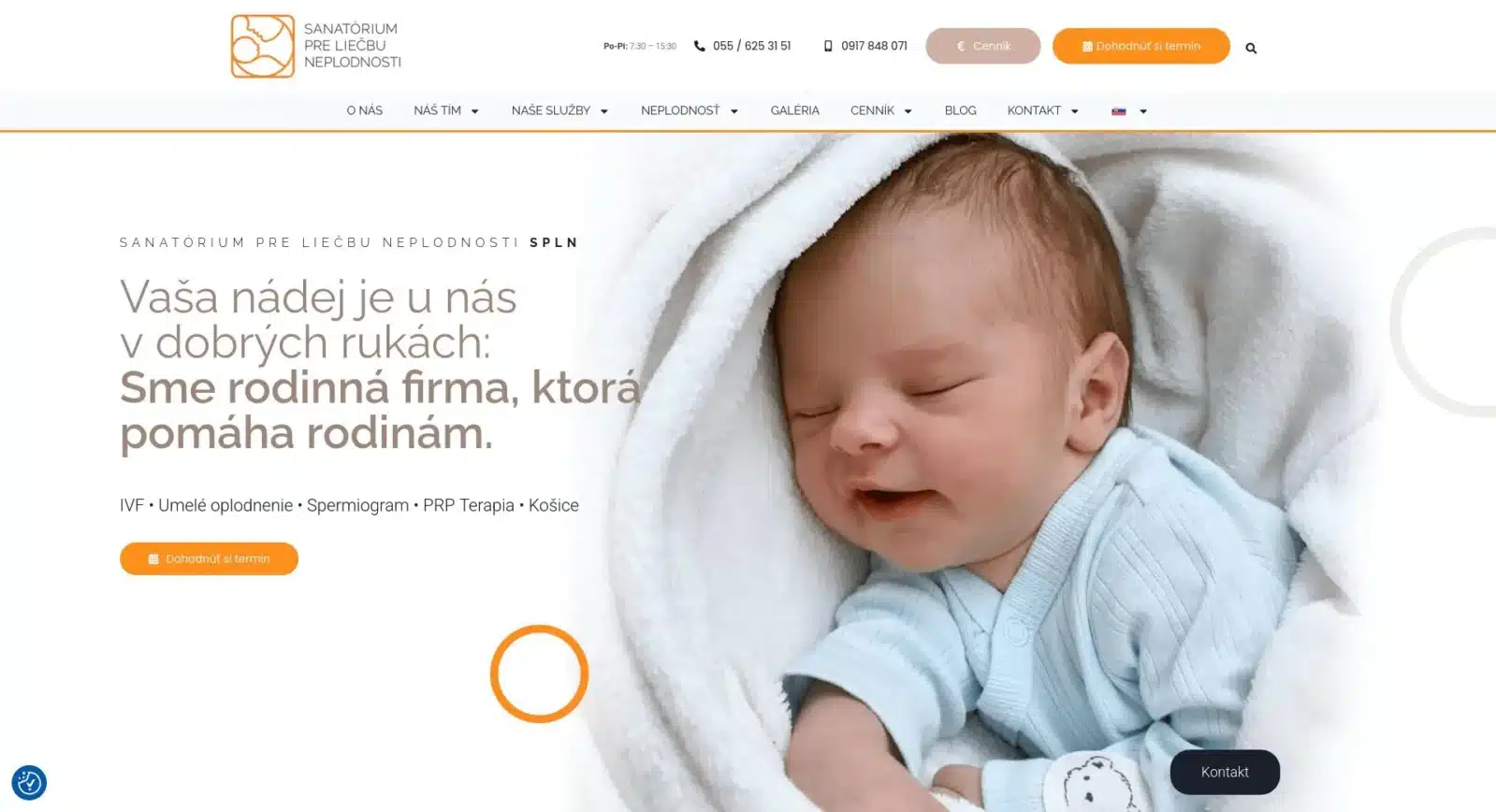 SPLN fertility center website after the redesign