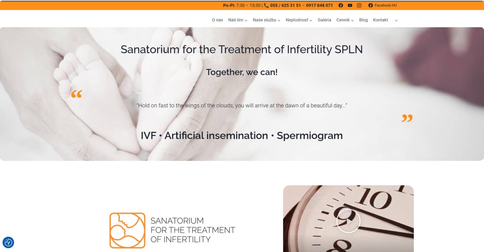 SPLN fertility center website before the redesign